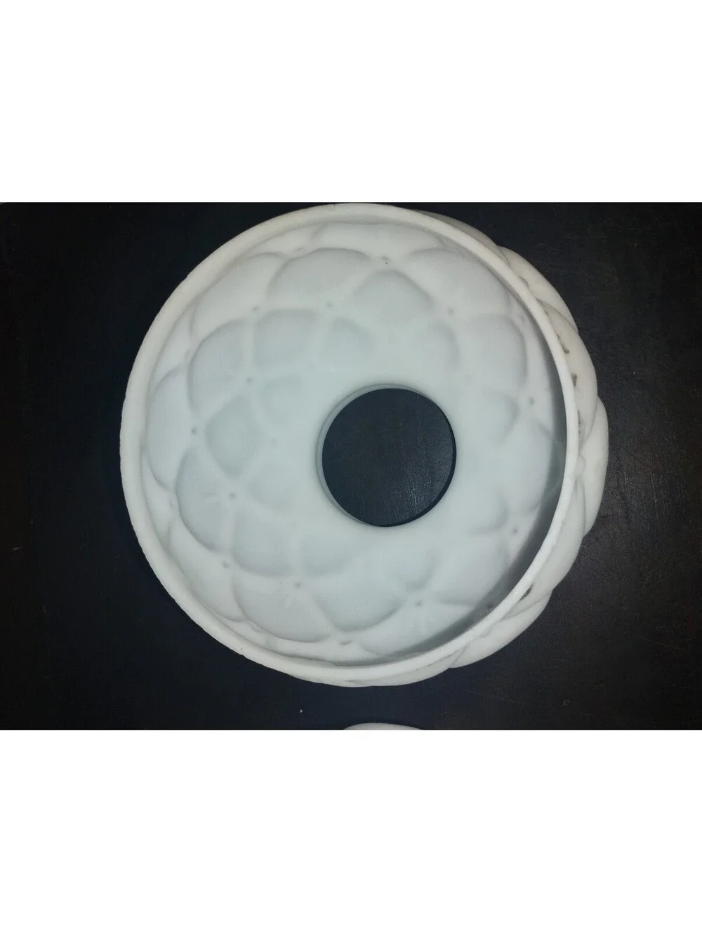 Vintage Milk Glass Lamp Shades Pair Quilted Diamond Pattern Ruffled Edge 2pc